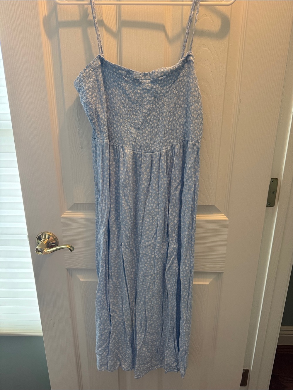 Aeropostale Light Blue Floral Spaghetti-Strap Dress